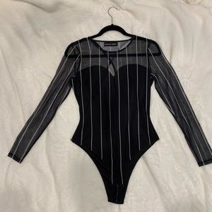 Black Pinstripe Bodysuit